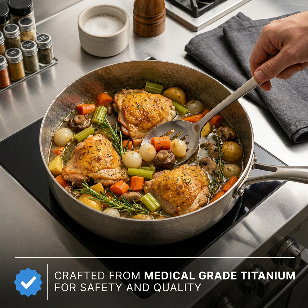 Pure Titanium Hammered Deep Pan